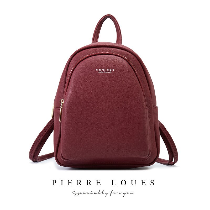 Mini Rugzak Vrouwen Pu Lederen Schoudertas Voor Meisjes Multifunctionele Vintage Kleine Bagpack Vrouwelijke Dames School Rugzak: Wine red