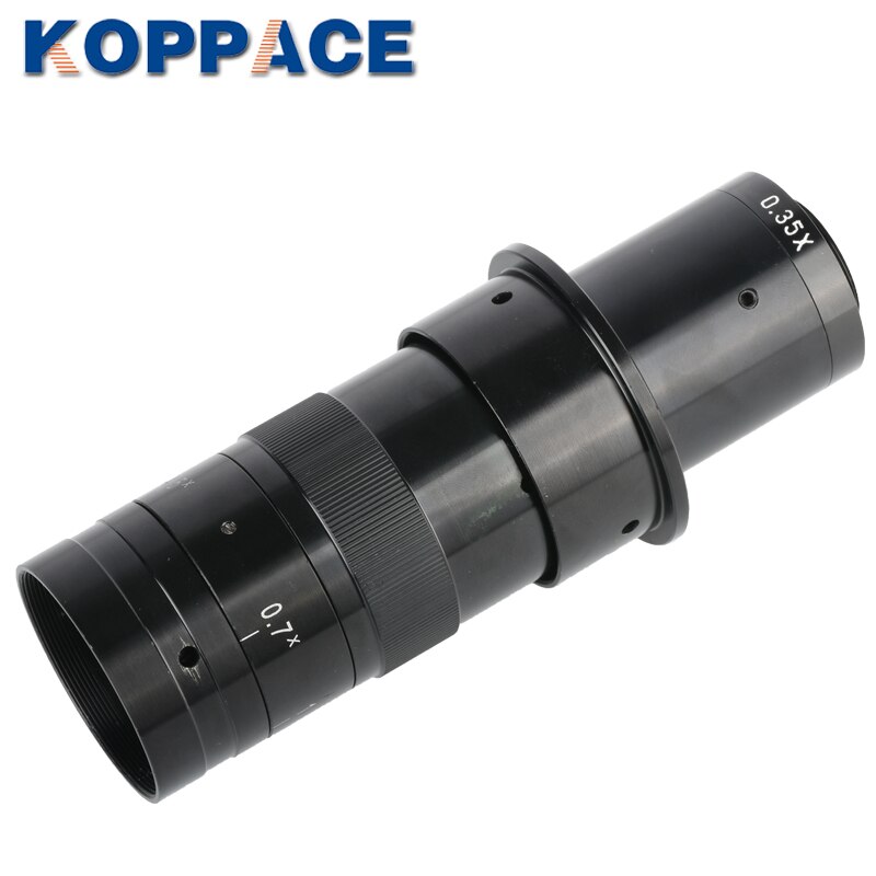 KOPPACE 22X-143X Industrial Monocular Microscope Lens 0.35X Eyepiece 0.7X-4.5X Zoom Objective 25mm C-Mount Continuous Zoom Lens