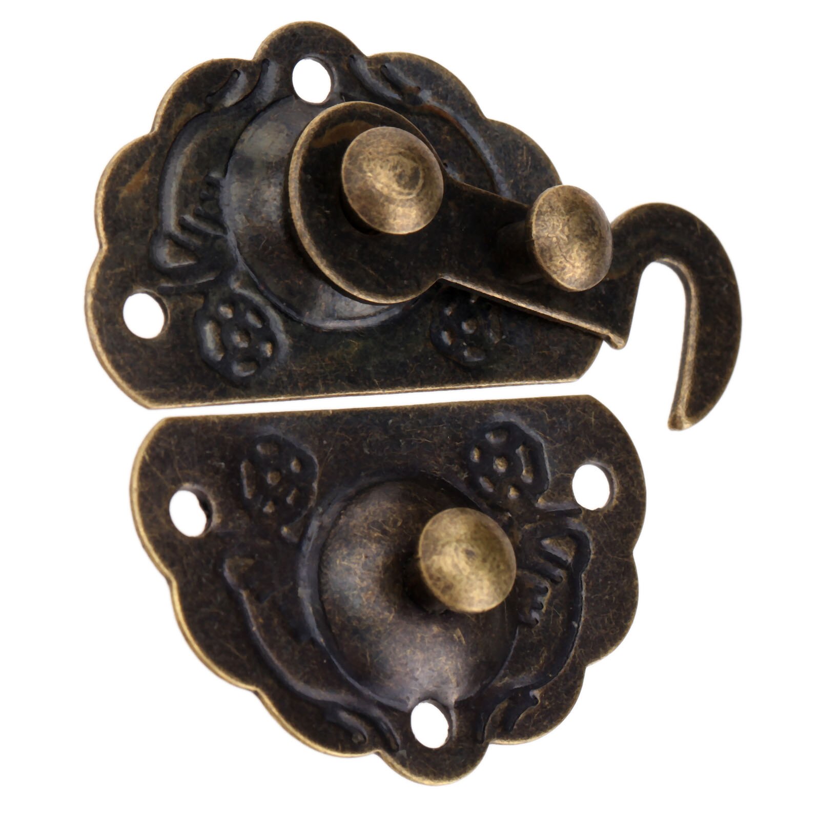 1pc antikke bronze boks låsen hasp møbler hardware dekorative låsen træ smykkeskrin hasp pad brystlås