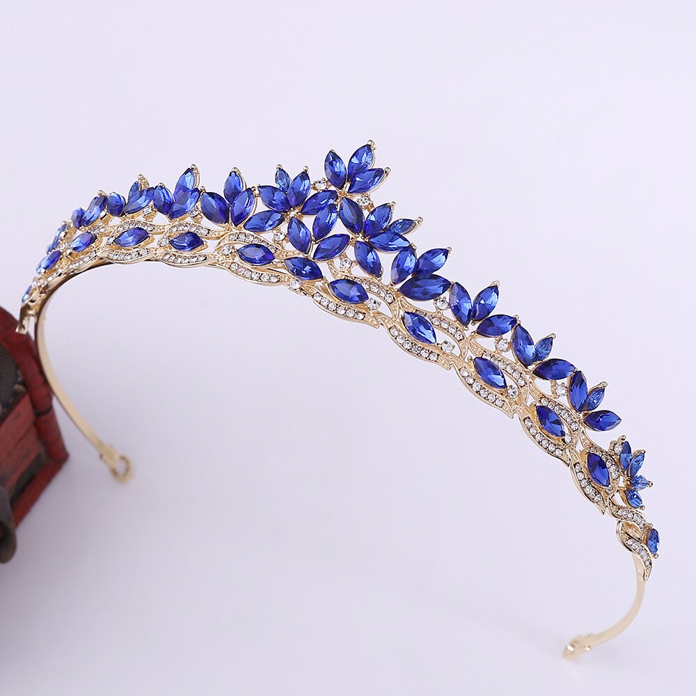 Simple Crystal Leaf Bridal Tiaras Crown Princess Queen Rhinestone Pageant Diadem Wedding Hair Accessories Tiara de Noiva