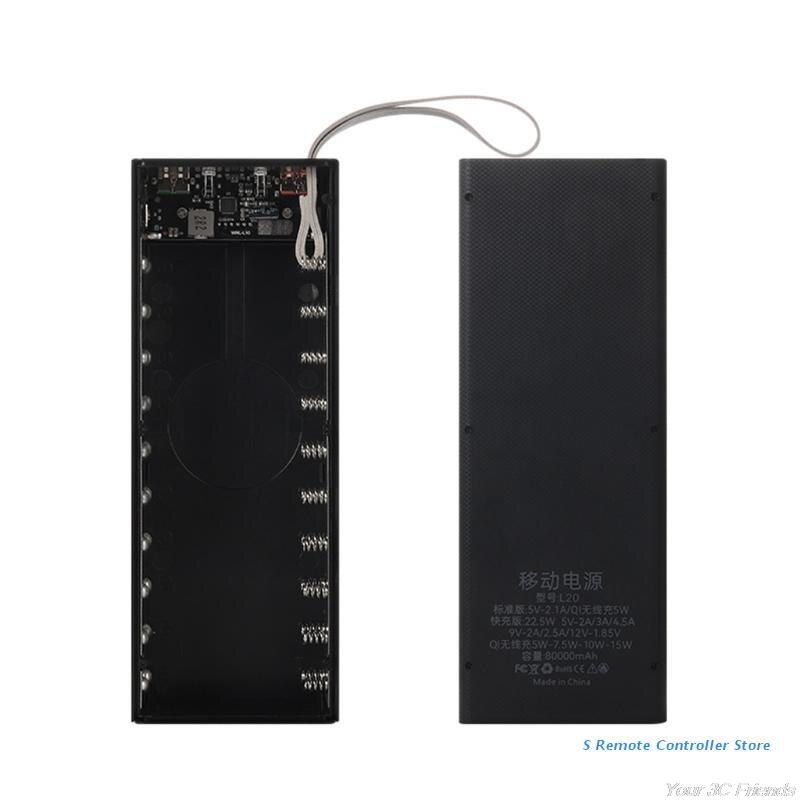 Portable External Box Detachable 22.5W QC3.0 PD LCD DIY 20x18650 Battery Case Power Bank Shell Powerbank O19 21