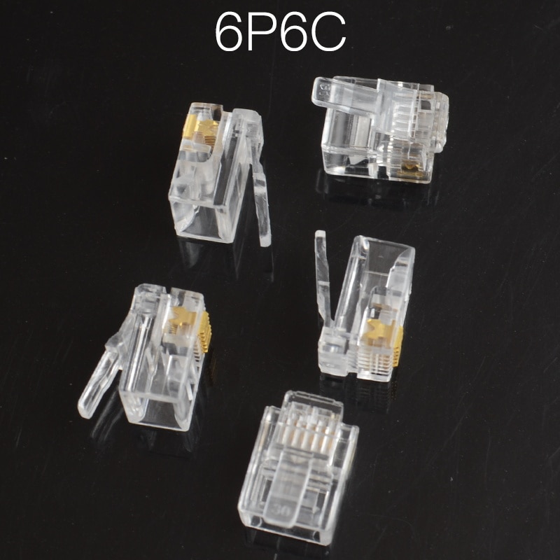 20pcs Durable 6 Pin RJ11 RJ-11 6P6C Modular Plug Telephone Phone Connector and NC Crystal Head