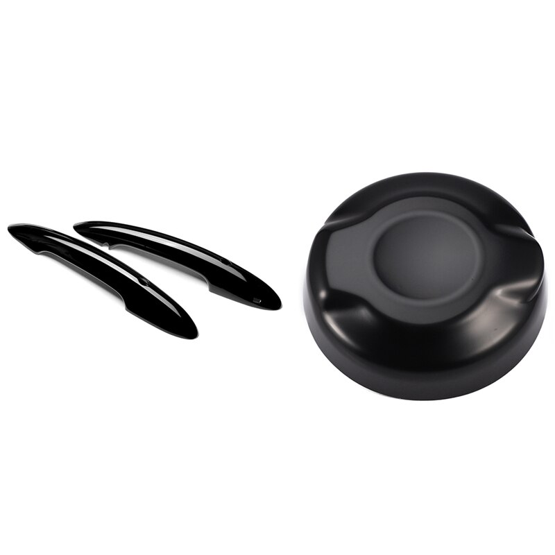 2Pcs Gloss Heldere Zwarte Deurklink Covers Voor Mini Jcw Coopers F56 F57 & 1Pcs Abs Brandstoftank cover
