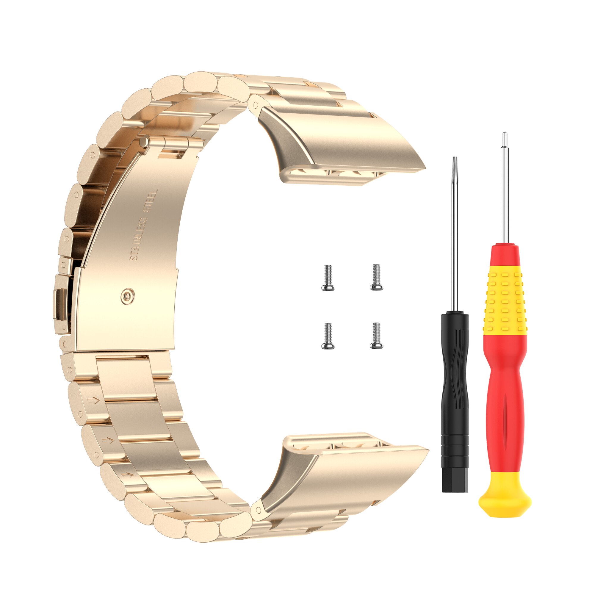 Fifata Rvs Metalen Horloge Band Voor Garmin Forerunner 35/30 Smart Horloge Vervangende Polsband Voor Garmin Forerunner 30: Champagne Gold / Forerunner 30