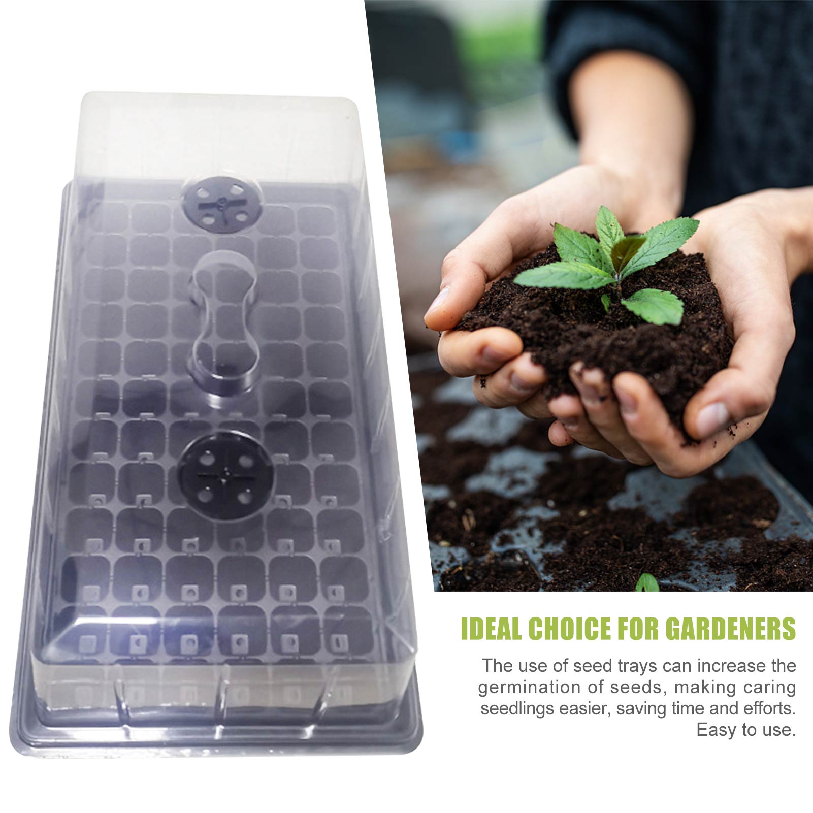 Caja para cultivo de semillas de jardín, semillero para vivero, bandeja para jardín de 72 agujeros