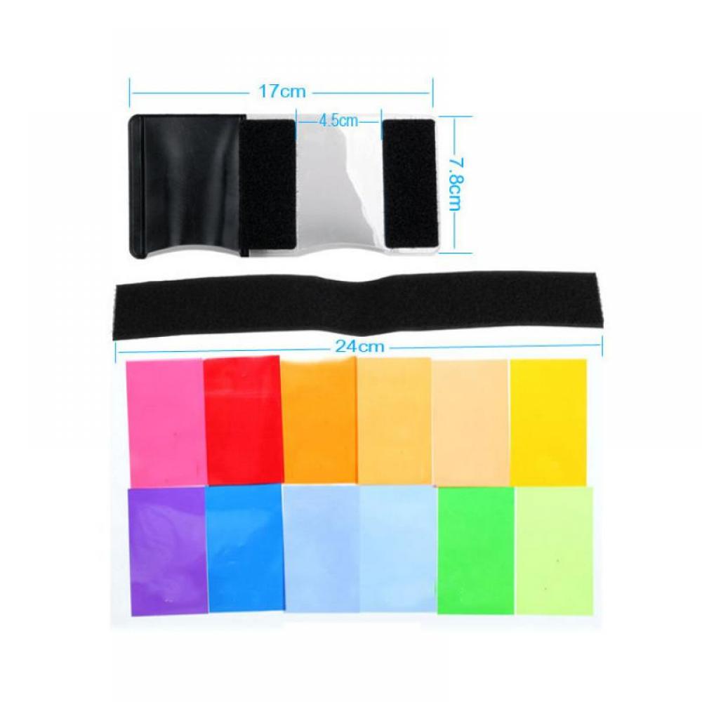 Diffuseur Flash de Gel de couleur pour yongnuo, boîte souple de 12 ensembles de diffuseur de Flash de Studio de couleurs