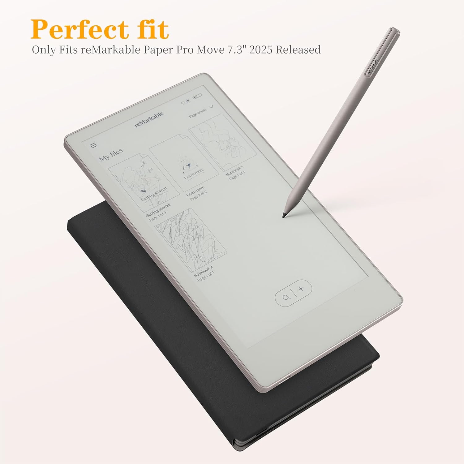 Etui til remarkable paper pro move 7.3 " magnetisk fastgørelse slim book folio beskyttelsesomslag med penlås automatisk dvale/vågn