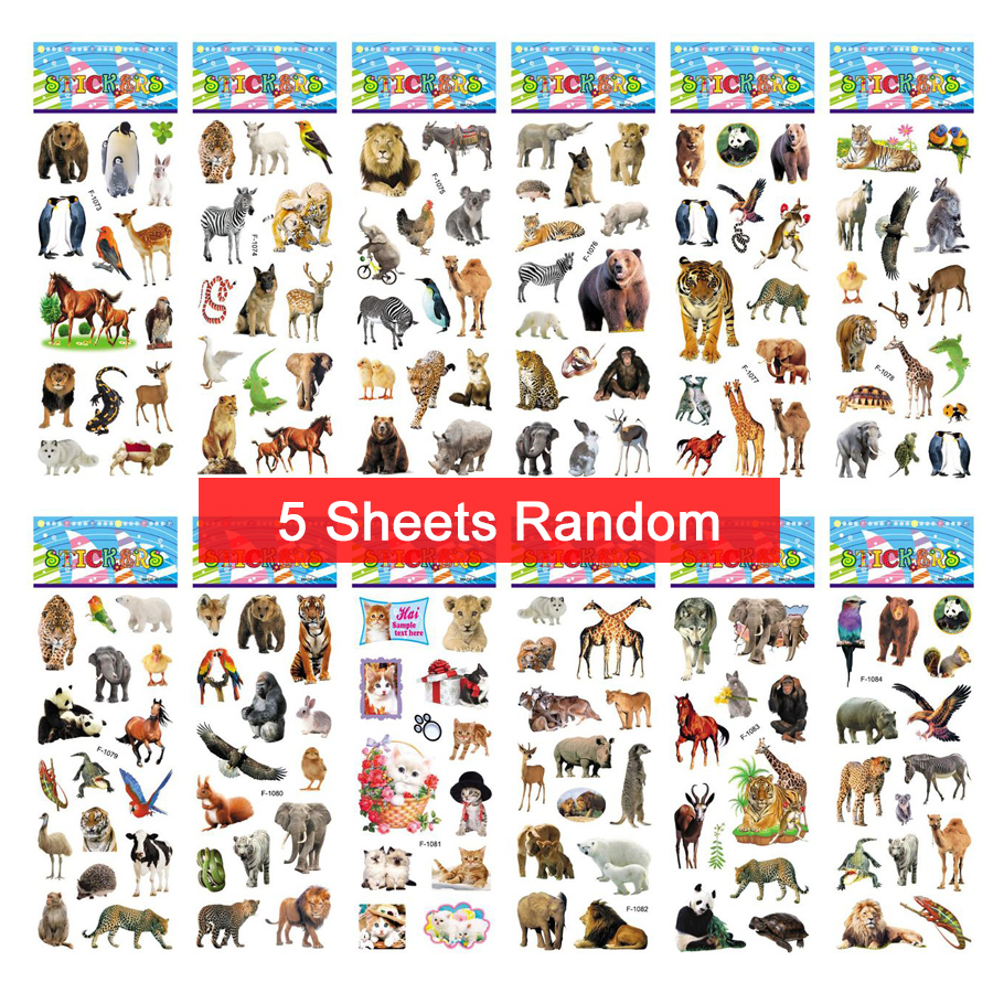 Children Bubble Stickers Cartoon Stickers Animals Fruits Fluffy Stationery Stickers Boys Girls Birthday TMZ: Light Grey
