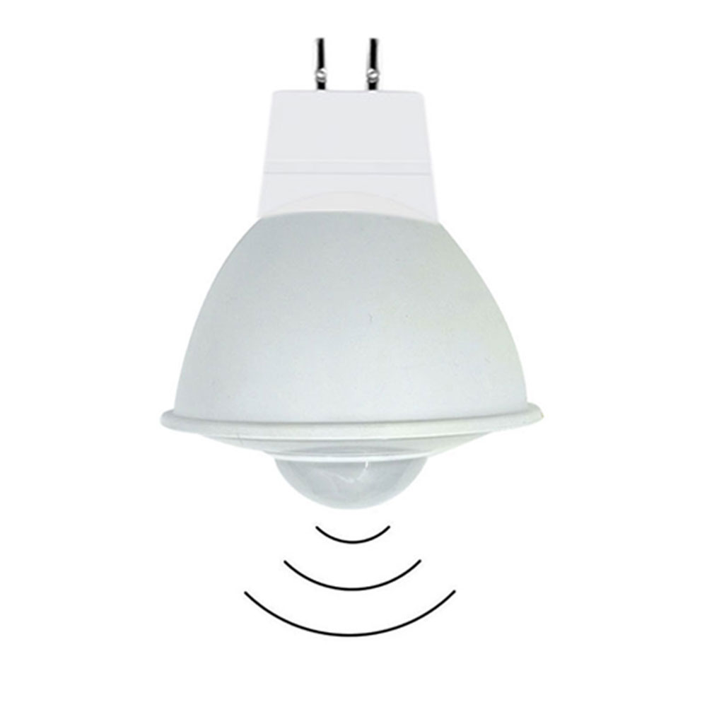 MR16 PIR Sensor de movimiento luz GU5.3 bombilla LED 4W 12V AC DC pasillo luz sensible balcón Patio bombilla lámpara de área pública