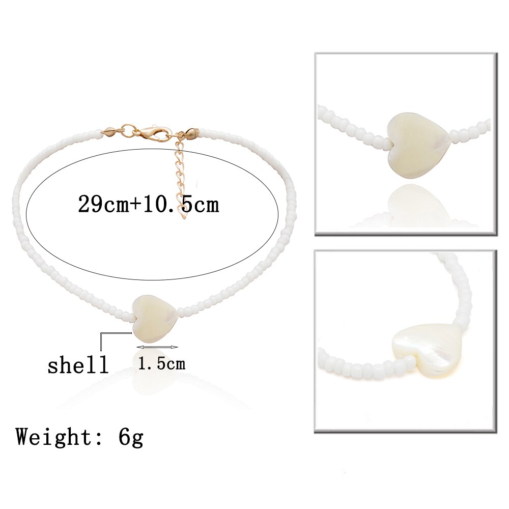 IngeSight.Z-collier ras du cou à perles blanches, Simple, minimaliste, bijoux, chaîne clavicule d'amour mignon, coquille de cœur