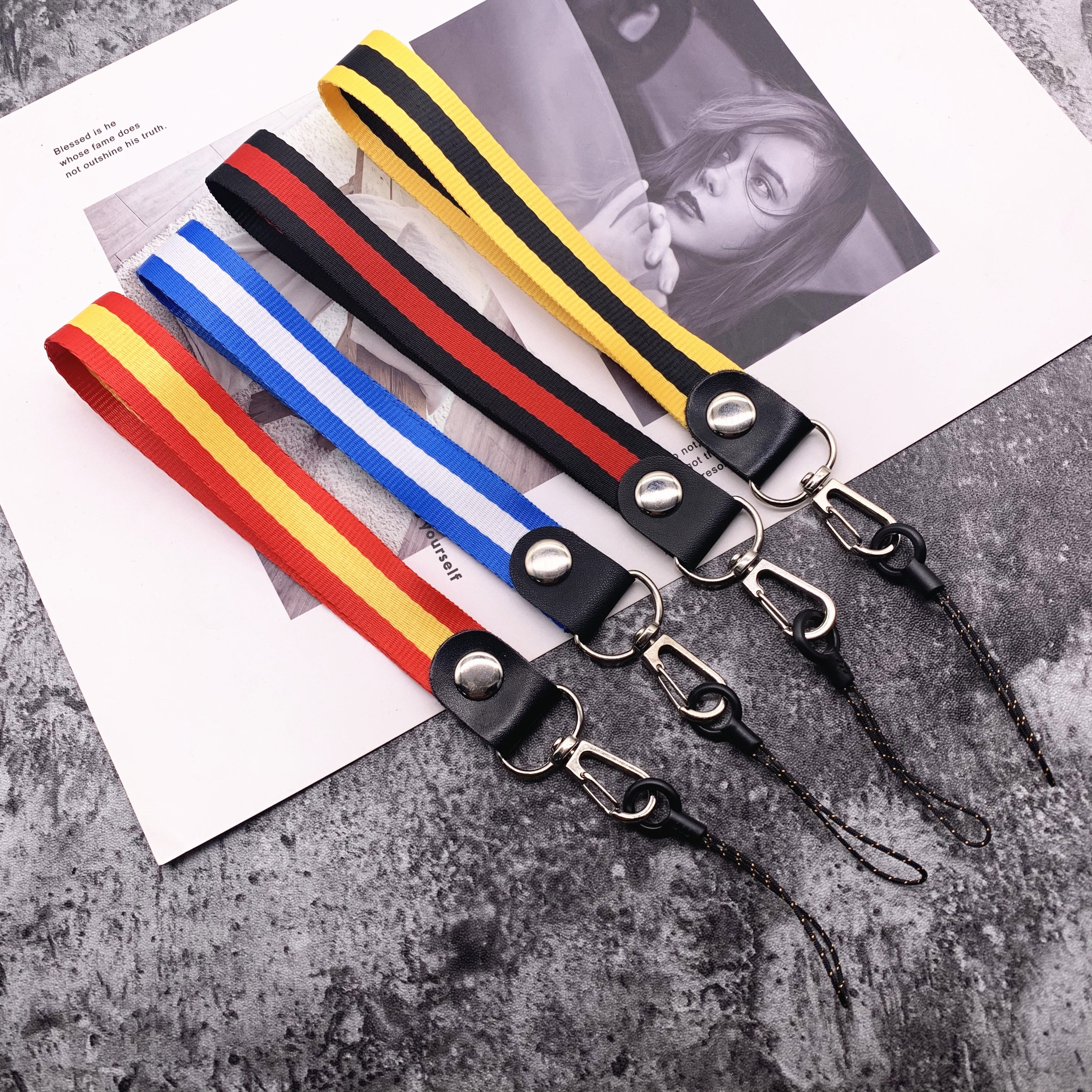 Color strips widen lanyard Wrist Straps Hand Lanyard for Phones iPhone X Samsung Camera USB Flash Drives Keys Accessories