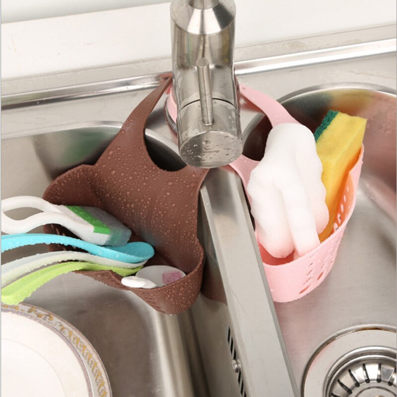 Cesta de almacenamiento colgante para fregadero, bolsa escurridora, estante para grifo, esponja, soporte para cepillo para jabón, utensilios para el baño ajustables, 1 ud.
