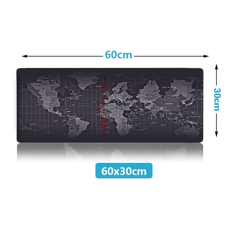 Super size Extra Large Mousepad Anti-slip Gaming Mouse Mat with Locking Edge Natural Rubber Mouse Pad for game gamer CS: 60x30cm world map