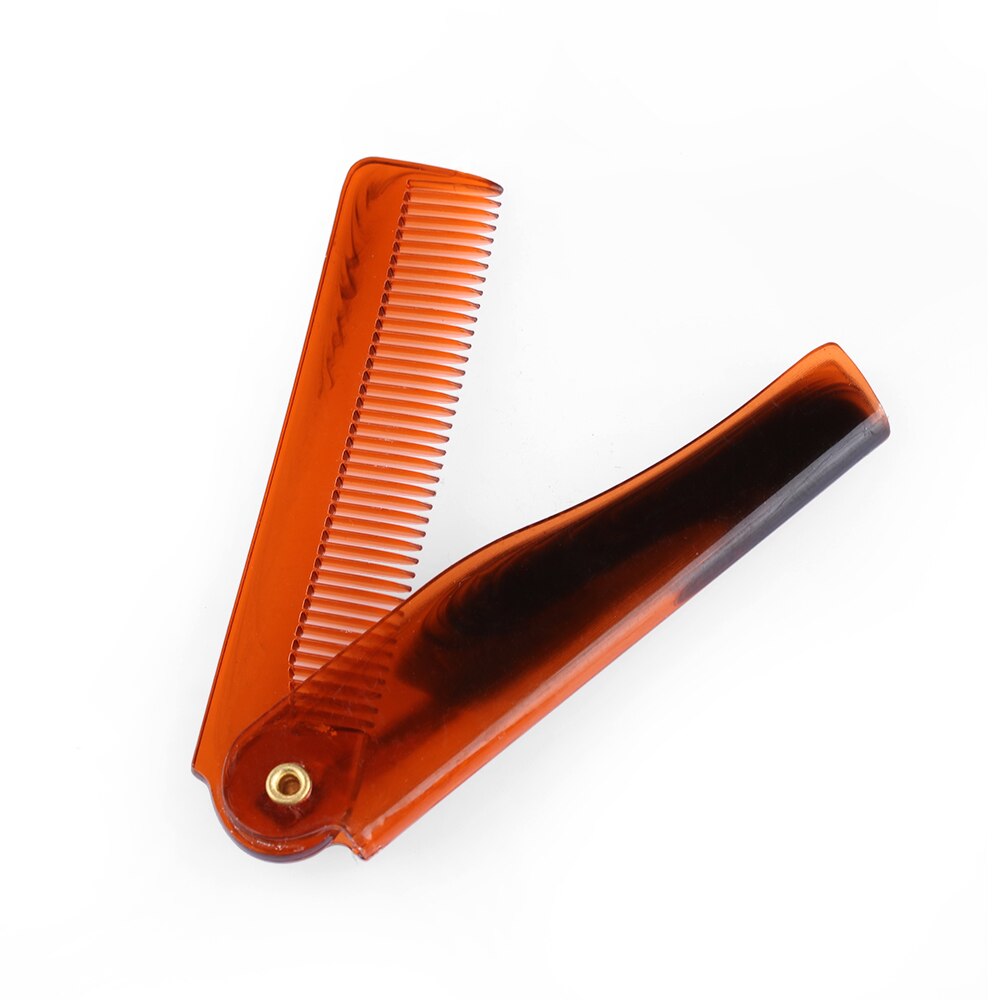 1PCS Black Stainless Steel Folding Comb For Men Anti Static Mustache Comb Hairdressing Styling Beard Comb: brown