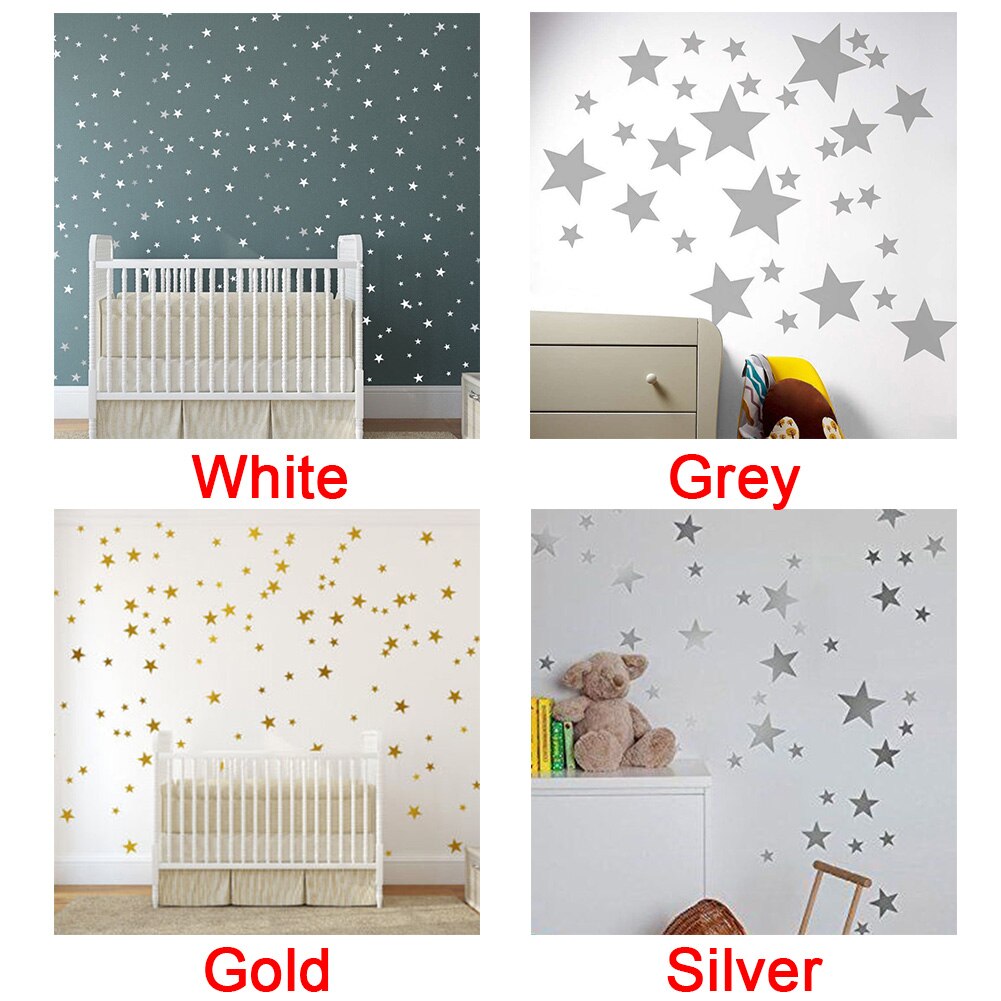55pcs/set Window Glass Art PVC Star Pattern Vinyl Wall Sticker Self Adhesive Easy Paste Baby Kid Nursery Various Size