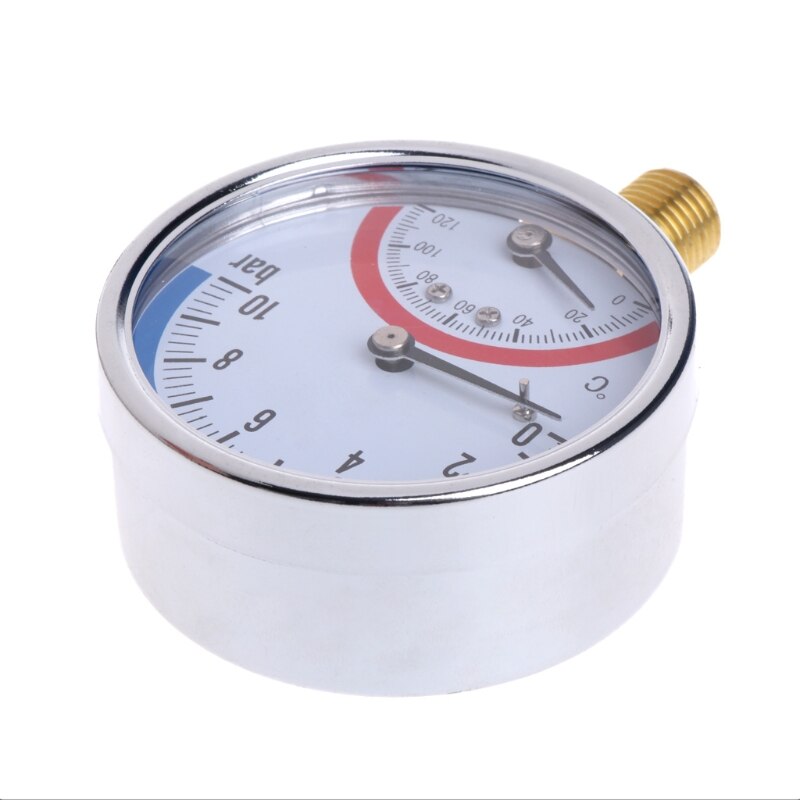 10 Bar Temperatur Manometer Meter G1/4 Gewinde 2 in1 Thermometer Monitor