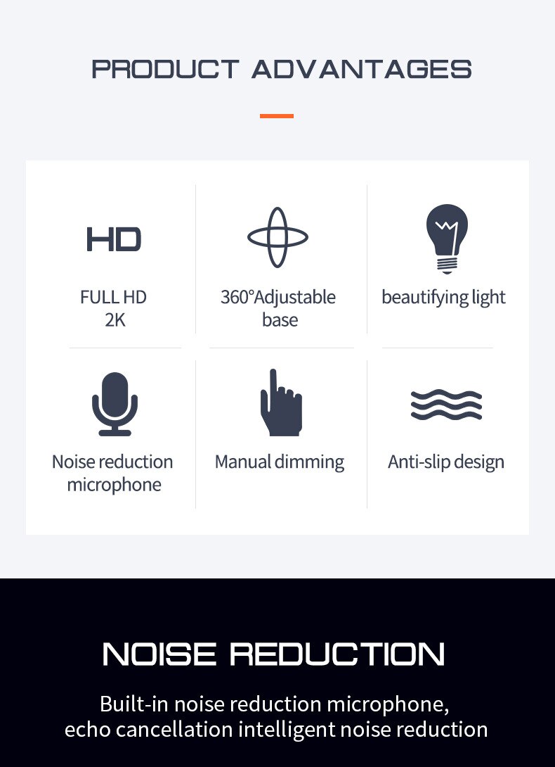 1080P 2K HD Webcam With Fill Light Rotatable Laptop Web Camera PC Computer Camera With Microphone For Video Recording