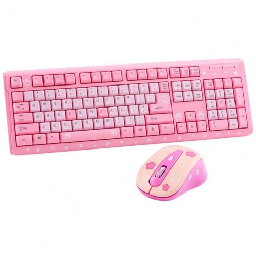 1 Set Wired Keyboard Mouse Combos for Desketop Laptop NotebookCute Cartoon Cat Pattern Pink Girl Keyboard and Mouse Set: pink