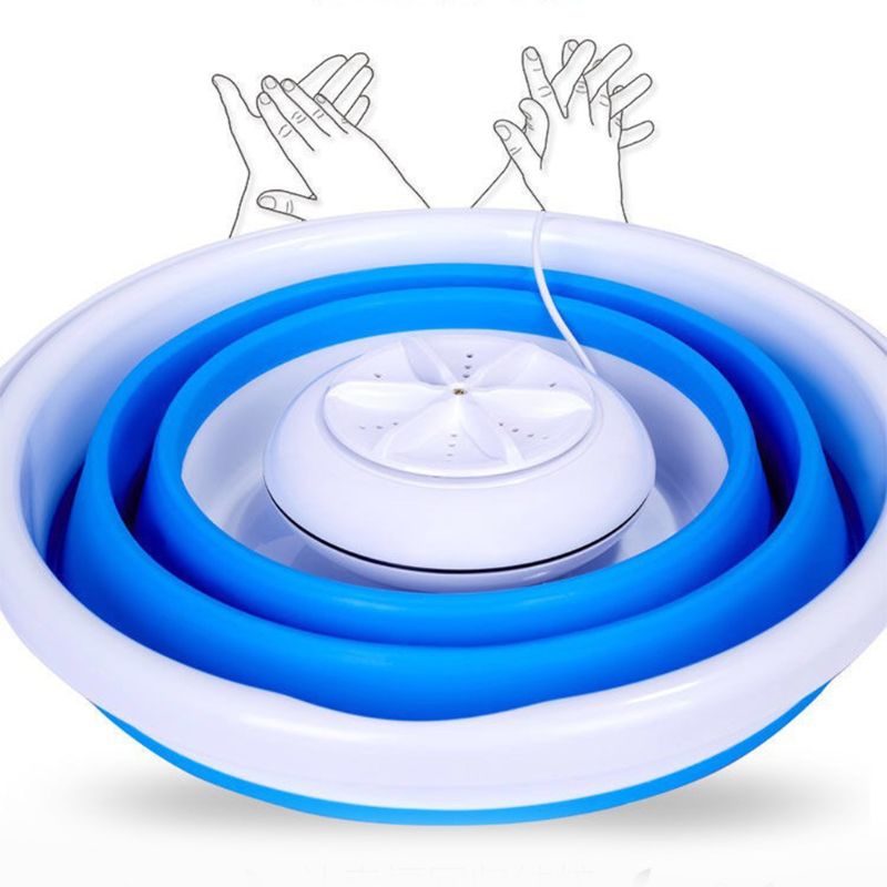 Foldbar mini vaskemaskine roterende ultralydsturbiner vaskemaskine usb opladning tøjvask rengøringsmiddel til rejser