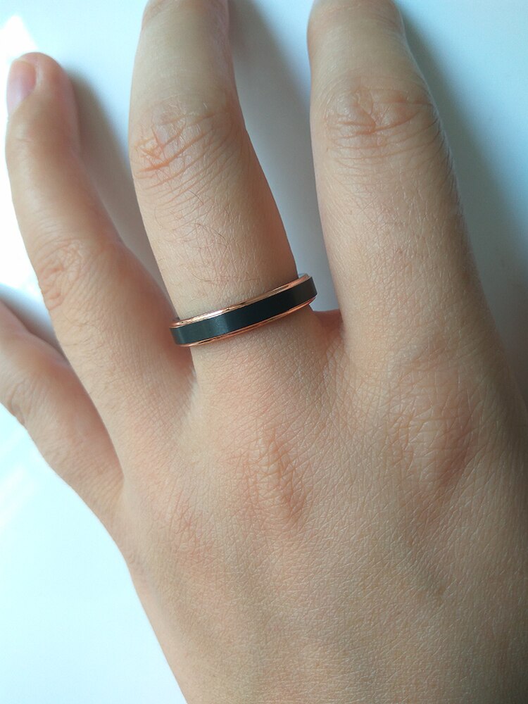 4mm feminino preto carboneto de tungstênio casamento banda rosa ouro cor anel para gril moda jóias para feminino tamanho da senhora 4-12