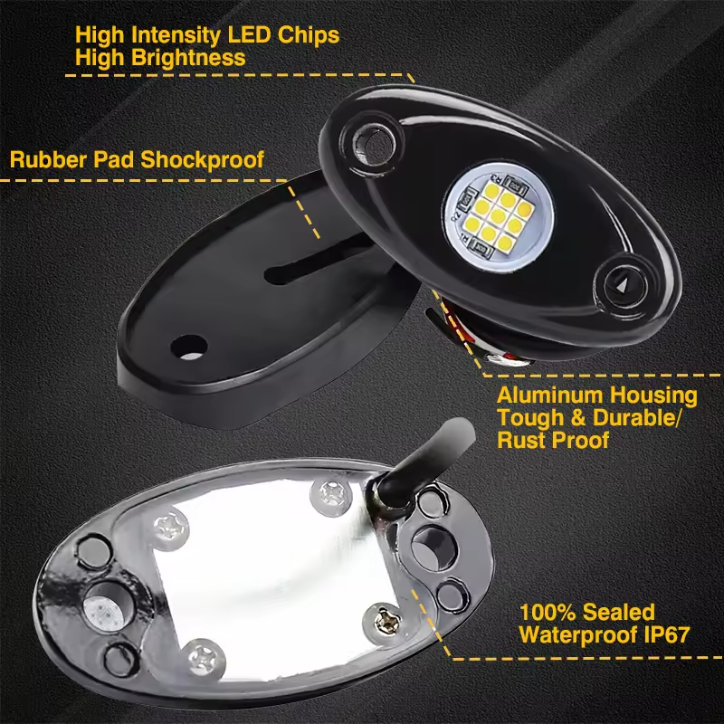 4/8 PCS Universal Underglow LED Lights Kit Kit Diode rock light 12v for cars pickup trucks Waterproof chassis decorative light
