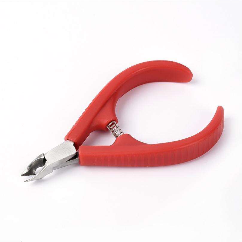 Pinza para cutículas de arcoíris, herramienta para manicura, removedor de piel muerta, pinzas para dedos y uñas, T0239: Rojo