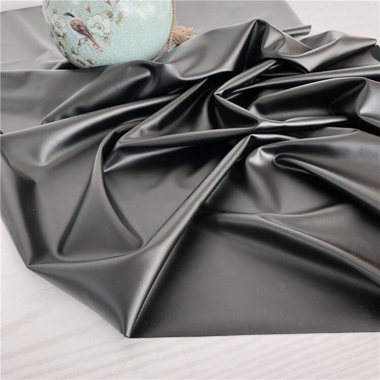 140cm*100cm Matte dark black matte baby leather High stretch lamb PU leather soft, smooth and delicate fabric