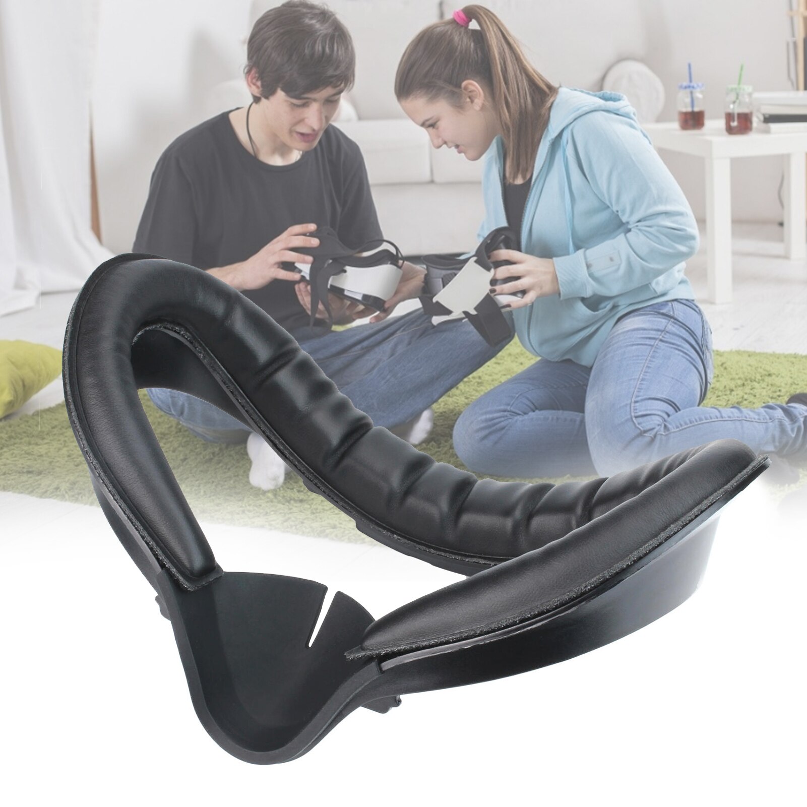 Facial Interface Bracket face/lens Cover Set for Oculus Quest 2,PU Leather Foam Face Pad for Oculus Quest 2 VR Accessories,Black