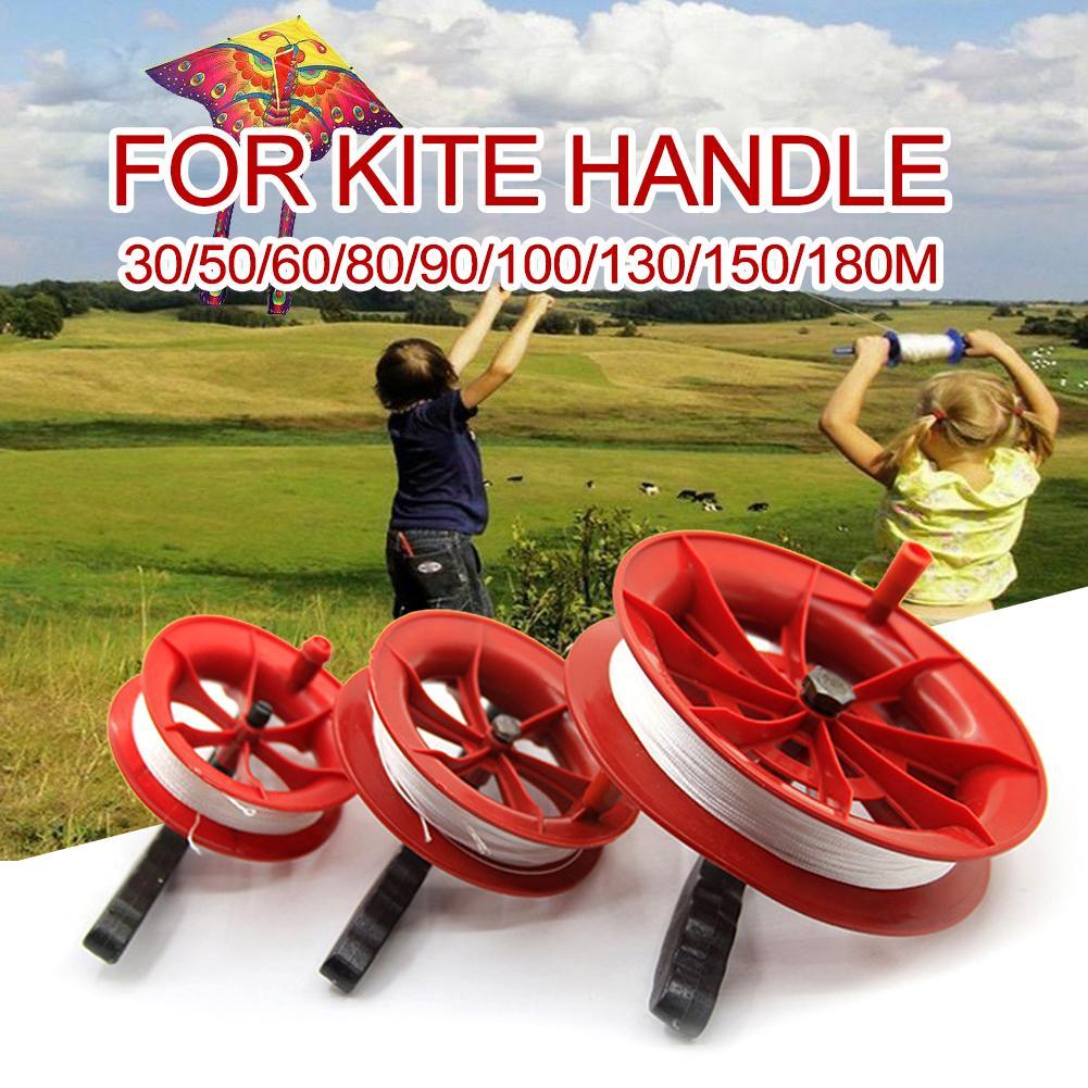 30-180M Twisted String Line Red Wheel Kite Reel Winder Outdoor Toy Kite Accessory Kite Line Wheel Spring Summer Toy Kite Handle