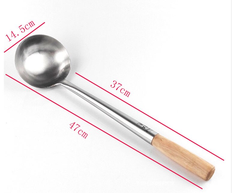 Langt skaft spade kokekar dreier rustfritt stål spatel dreiere kjøkken kjøkkenutstyr kokekar verktøy suppe skje wok: 10