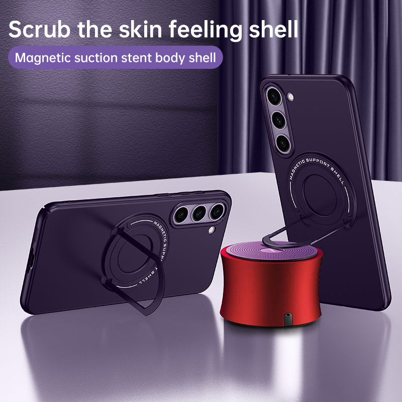 Ultra Thin Hidden Stand Hard Case For Samsung Galaxy S25 Ultra S24 S23 Plus 5G Kick Stand Magnetic Cover For Magsfae Car Charger
