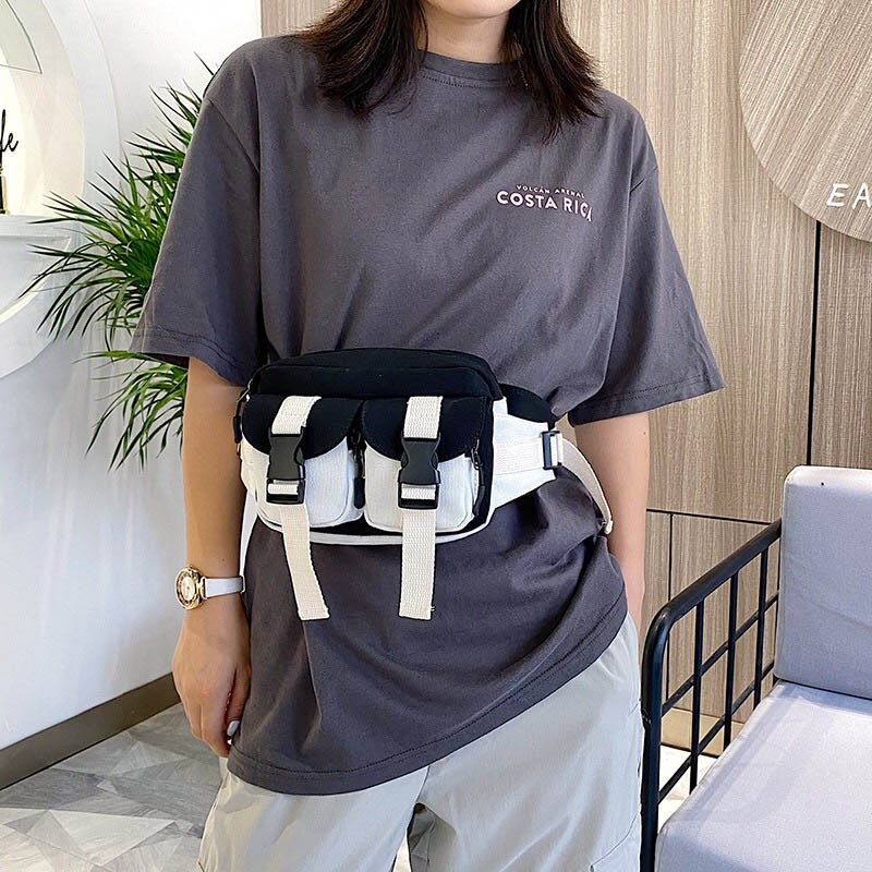 Neue Hüfte hüpfen Taille Tasche Für Frauen Taille Gürtel Taschen Koreanische Harajuku Crossbody Brust Tasche Telefon Pack Multi-tasche kontrast fanny Pack