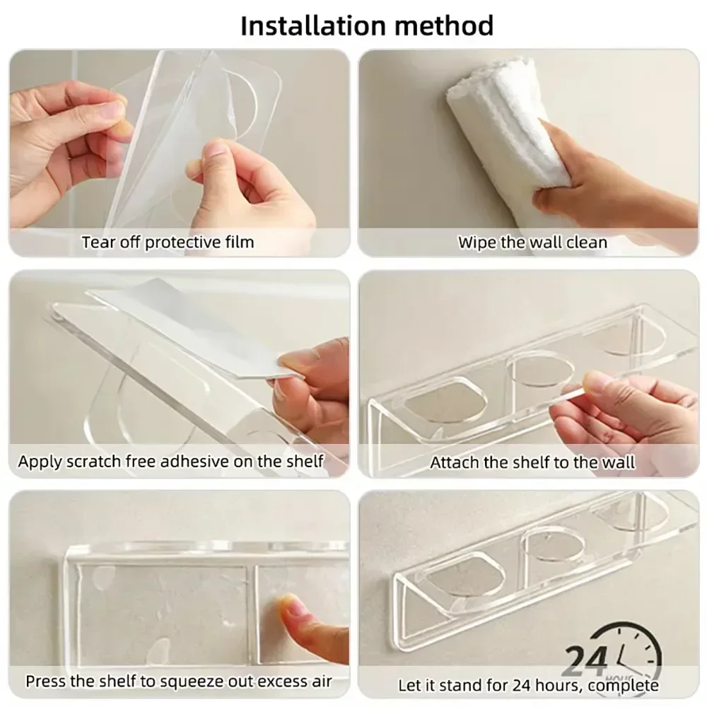 Organizer Acrylic Storage Comb HolderShelf Clear Transparent Wall-Mounted Hair Brushes Rack Bathroom Accessories Home Shelves