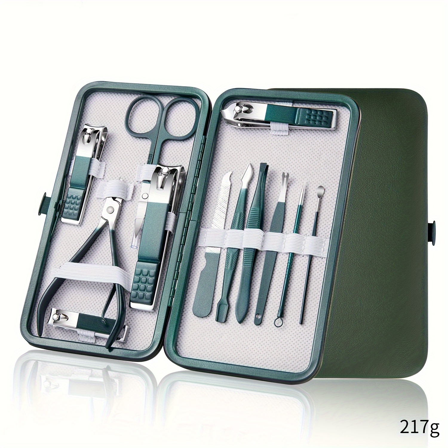Kit para el cuidado de las uñas, juego de manicura y pedicura de acero inoxidable, cortaúñas con estuche de viaje, 7/10/12/18 piezas: Blanco