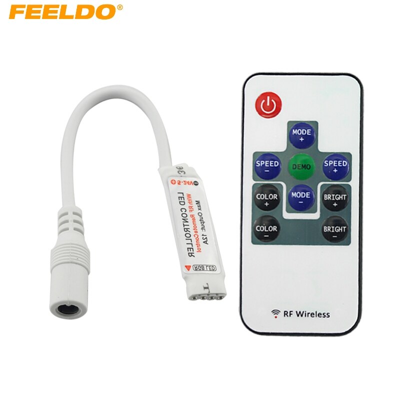 FEELDO Auto Mini RF RGB Controller Draadloze LED Licht Afstandsbediening voor RGB 5050/3528 LED Verlichting Strips #3929