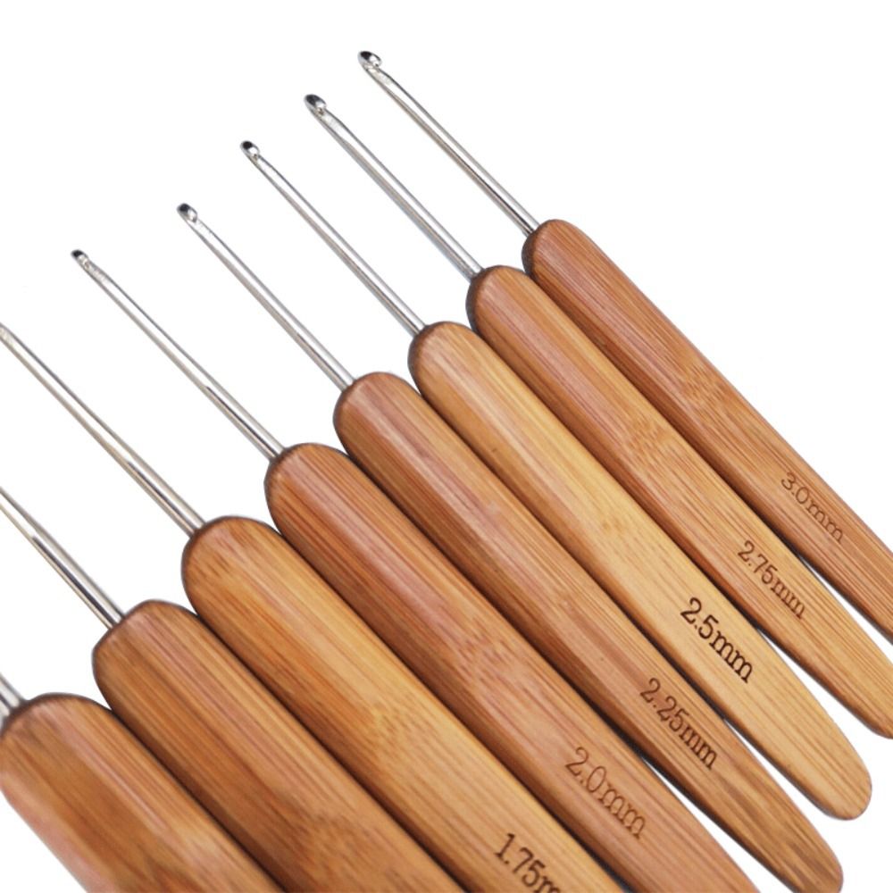 Nuevos ganchos de ganchillo de madera de bambú tamaño pequeño tejido largo Crochet mango de bambú accesorios de costura DIY