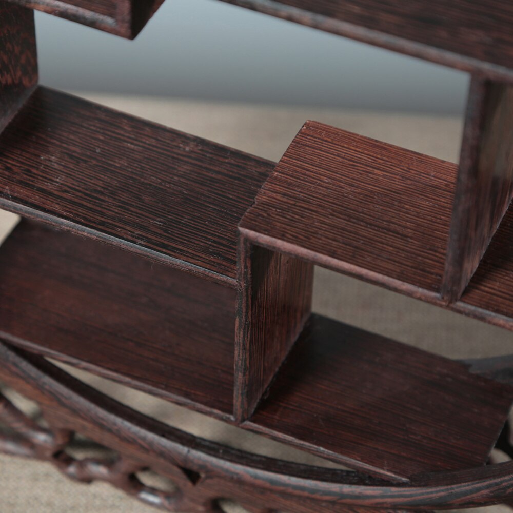 1Pc Wood Shelf Retro Antique Shelf Rosewood Crafts Wenge Display Stand without Ornaments (Peach Shape)