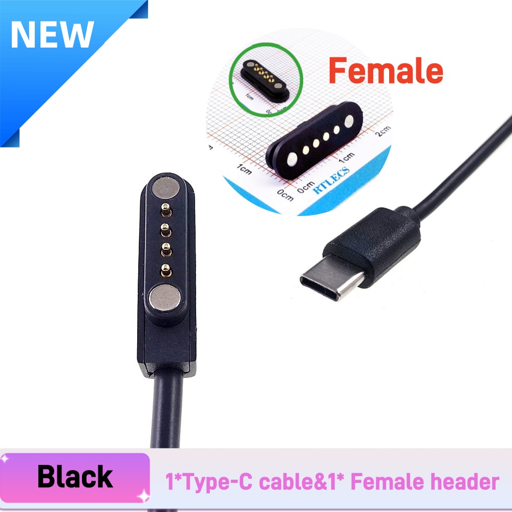 Magnetisk pogo-stift usb-c-kabel fjäderbelastad typ  c 2 4 6- positions hane hona 3a- kontakt ström dataöverföring: Blå