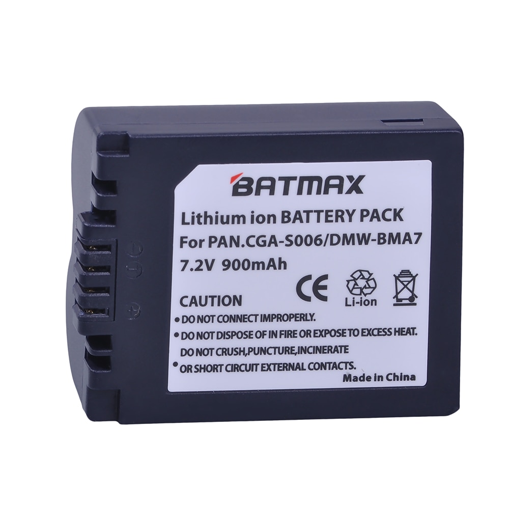 900 mAh CGA-S006 DMW-BMA7 CGR-S006E Batterij voor Panasonic Lumix DMC-FZ7 FZ8 FZ18 FZ35 FZ28 FZ38 FZ30 Camera 'S