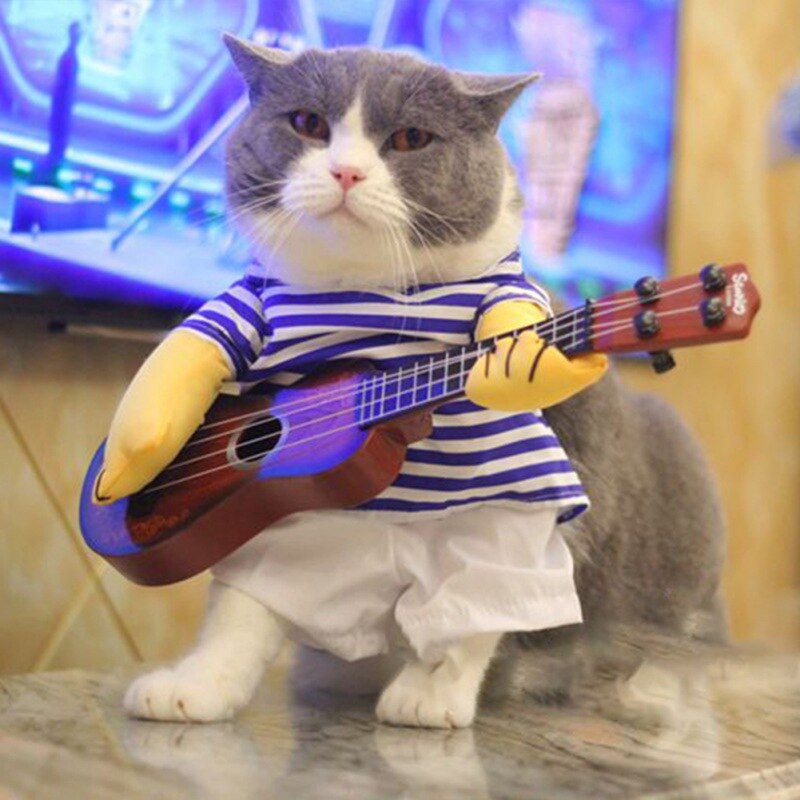 Costume de guitare drôle pour chien, déguisement de fête, de noël pour animal de compagnie