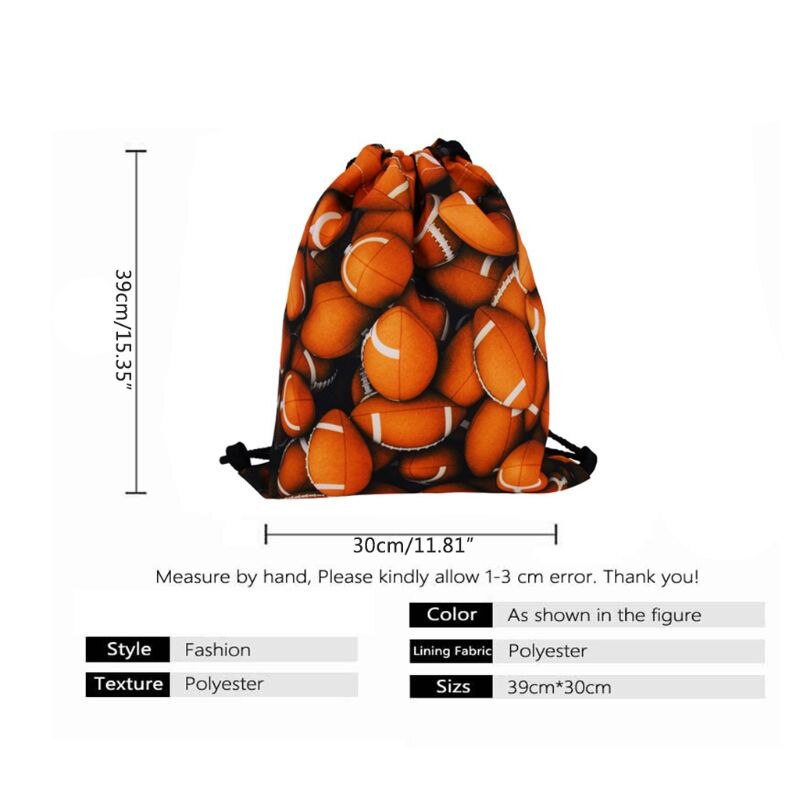 Rugby Storage Bag Polyester Drawstring Bag Travel Outdoor Sport Gym Backpack
