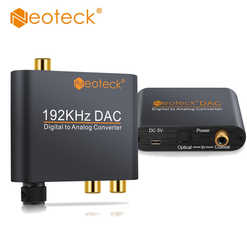 Neoteck Dac Audio Converter Coax Optical Naar Rca 2.1CH Toslink Naar Analoog Audio Converter Rca Met Volumeregeling Voor Amp