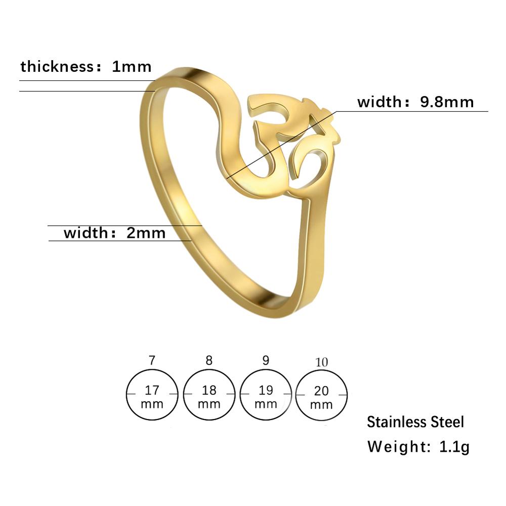 Unift Buddhism Hindu Yoga Om Aum Rings For Women Supernatural Talisman Stainless Steel Amulet Jewelry Religious Meditatio: 9 / black