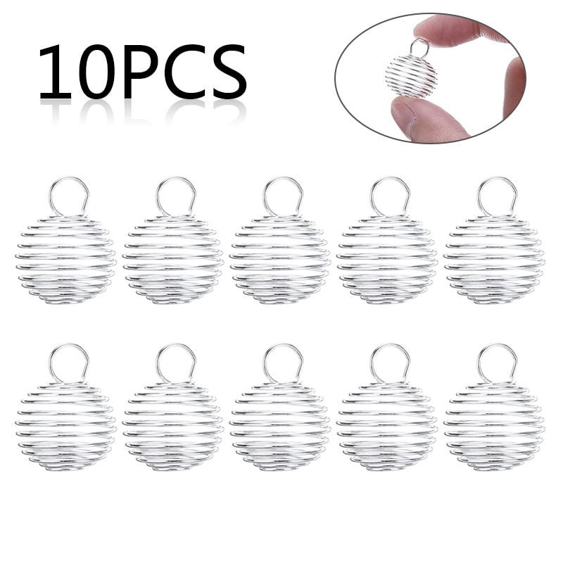 10pcs Shellhard Verzilverd Kettingen Hangers Vintage Spiral Bead Cages DIY Hanger Sieraden Bevindingen 25mm