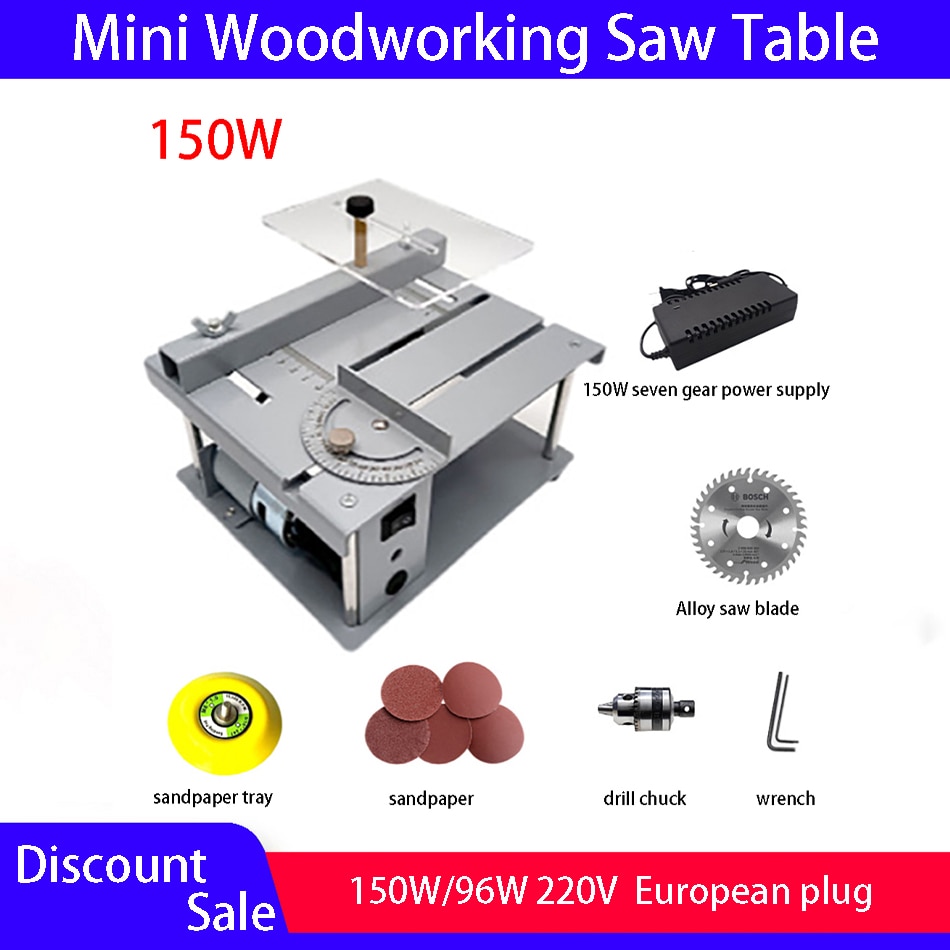 96W/150W Mini Table Saw Small Woodworking Electric Bench Saw Handmade DIY Hobby Model Crafts Cutting Tool