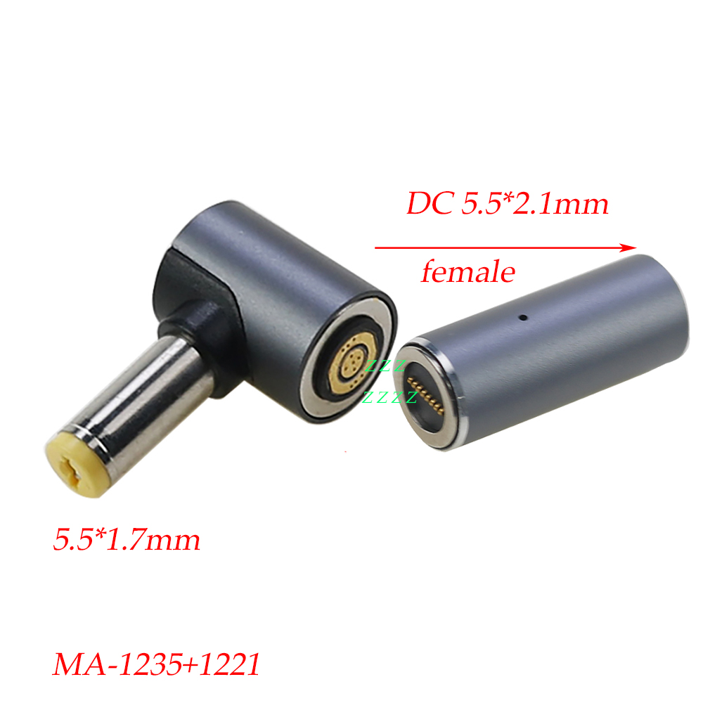 1set 8P Magnetic Fast Charging adapter 100W DC 5.5x2.1mm Female to 8Pin Round Connector to DC Plug Laptop Power Supply Charger