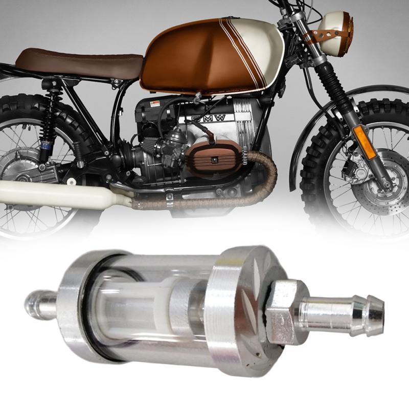 Filtro de combustible Universal de Metal para motocicleta, limpiador de aceite lavable, fácil de instalar, accesorio de gasolina transparente, práctico en línea