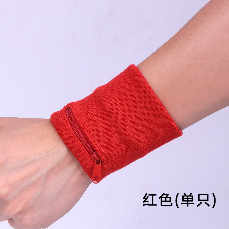 Outdoor Wrist Band with Key Card Bag Safety Wallet Storage Zipper Ankle Wrap Sport Strap Wrist Support: Red