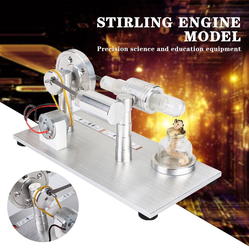 Stirling Engine Motor Air Engine Alloy Physical Model Science Air Perpetual Study Led Steampower Engine