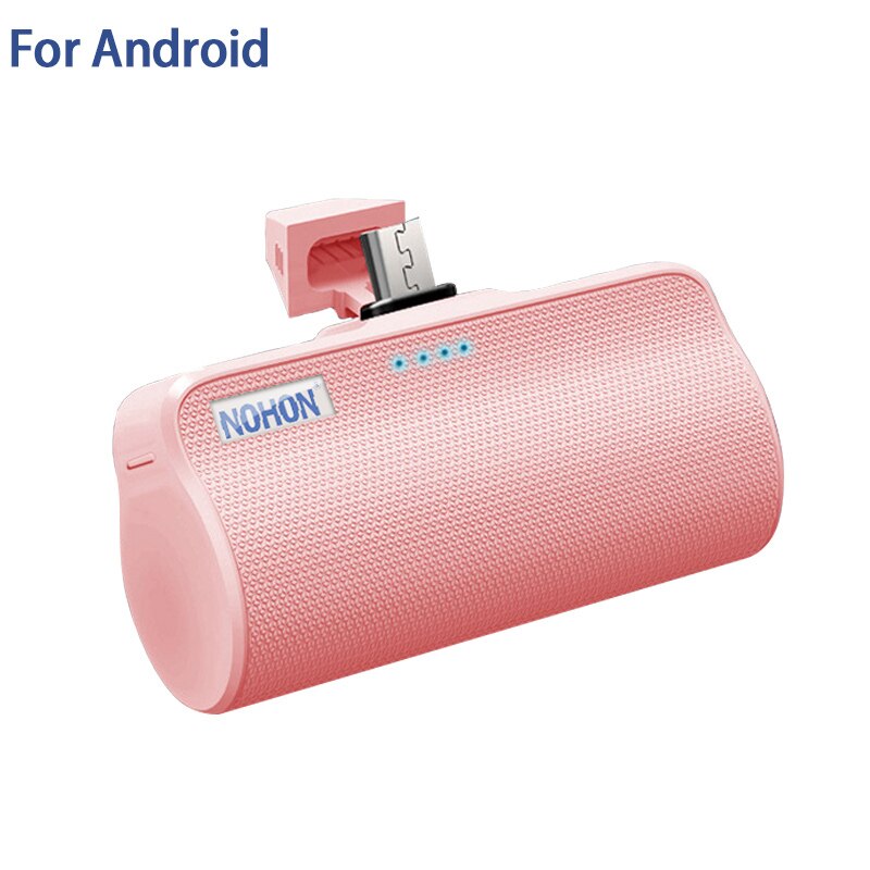 NOHON-Banco de energía para iPhone, Xiaomi, Samsung y Huawei, interfaz Micro tipo C de Apple, cargador de batería externo portátil de 3000mAh: Pink For Micro